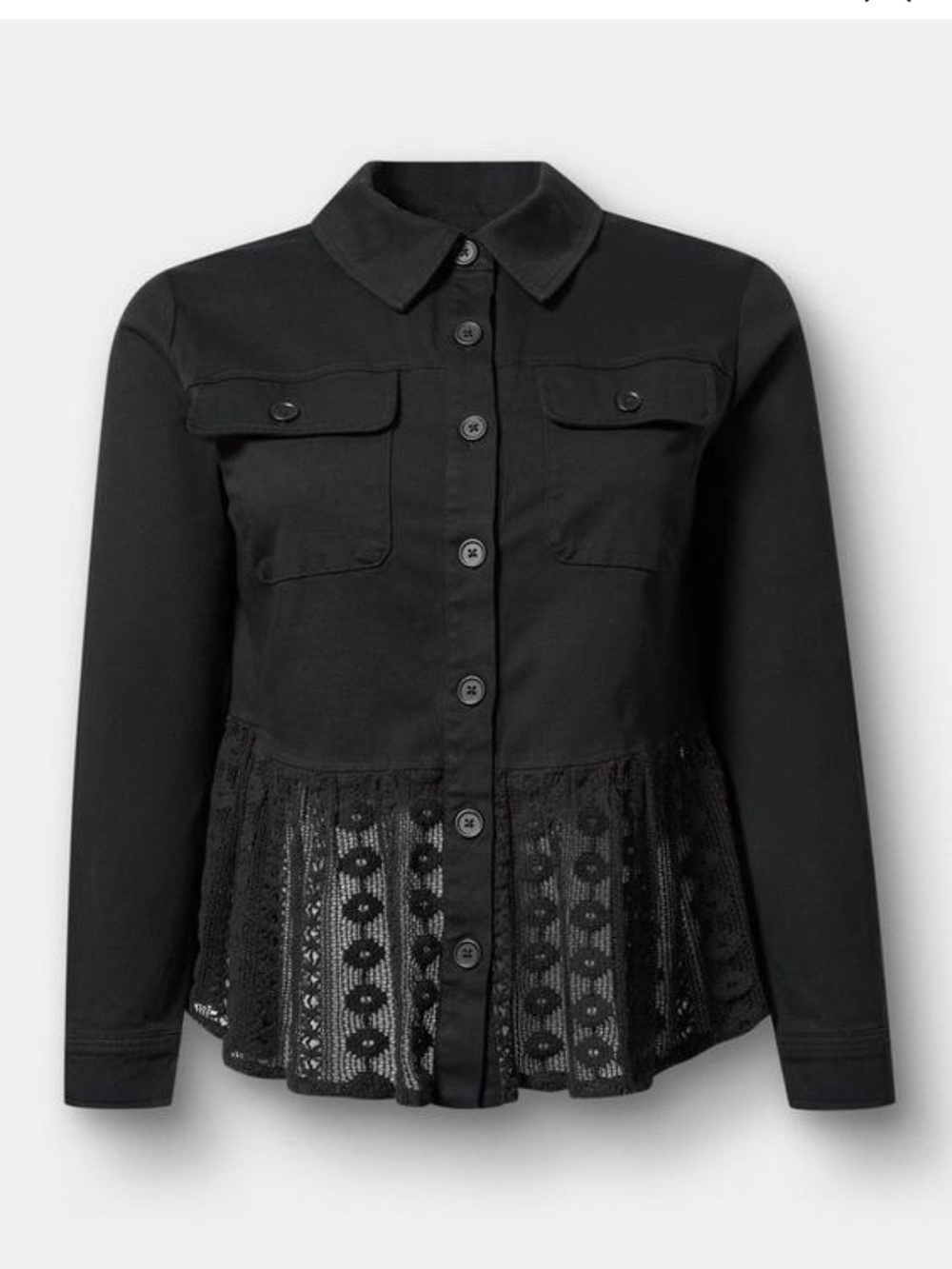 torrid Black Peplum Jacket with Button Front